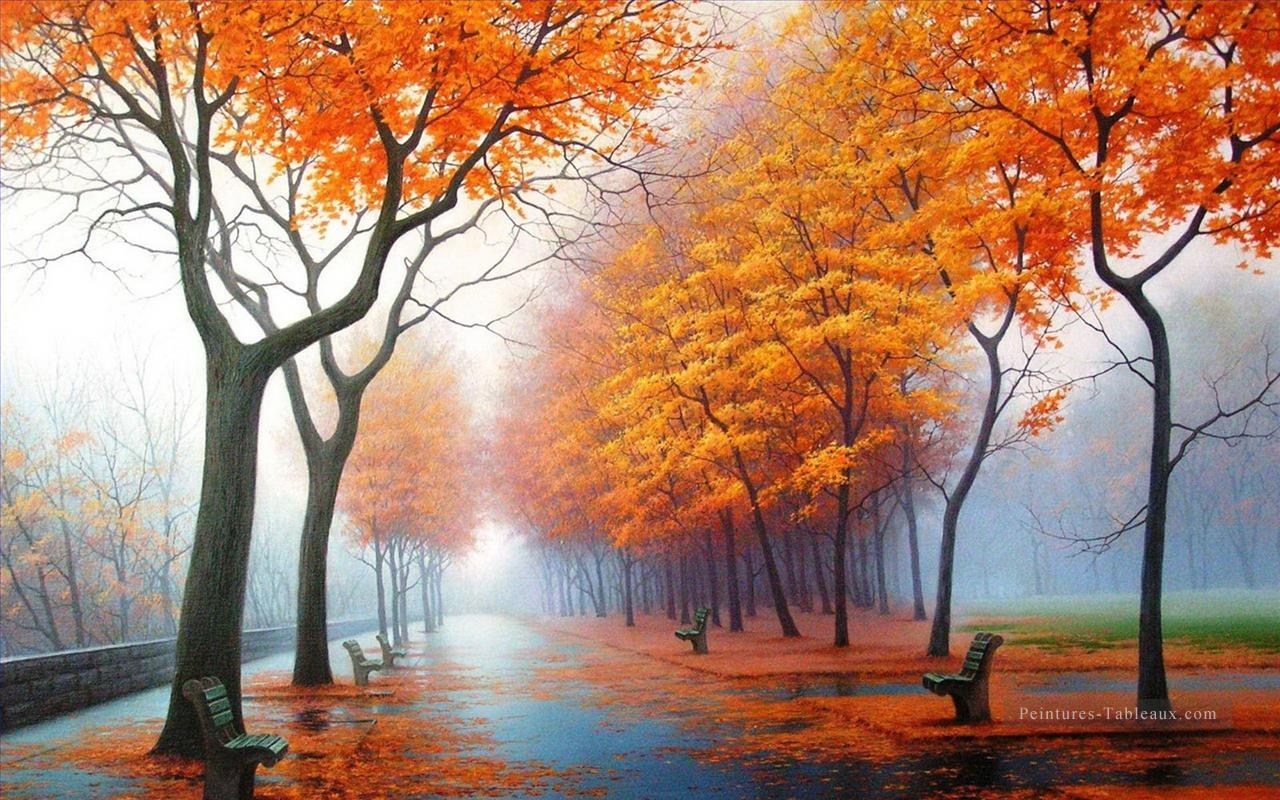 Chemin sous Autumn Trees Paysage Peinture à partir de Photos à Art Peintures à l'huile